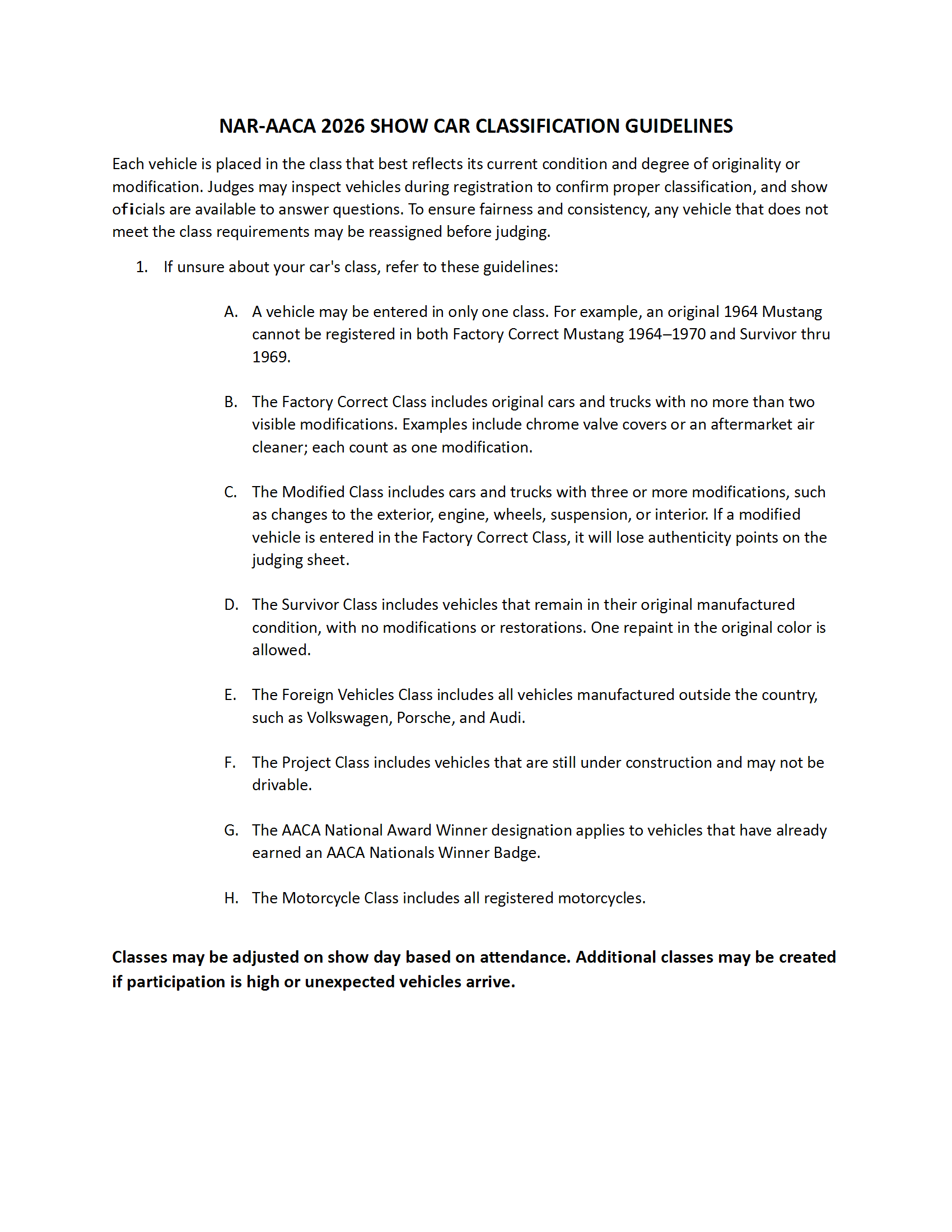 Classification Guidelines